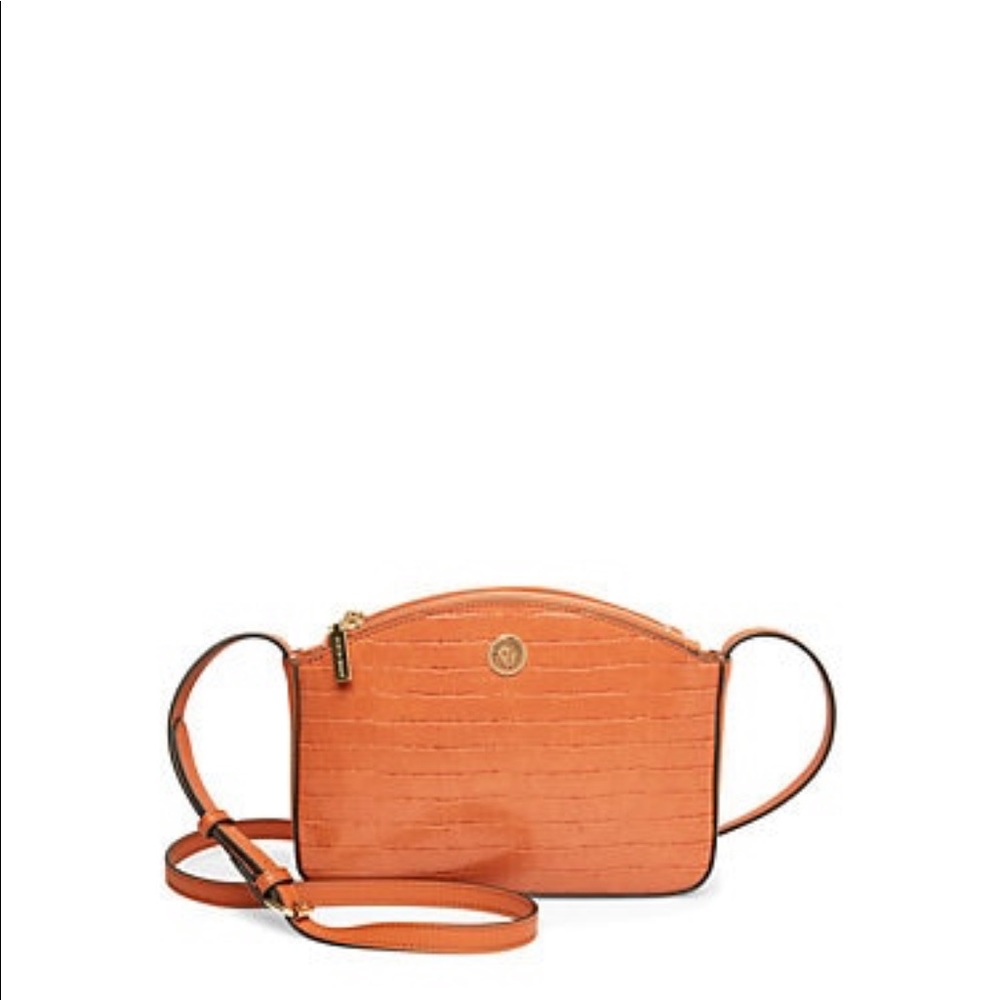 Anne Klein Double Zip Cognac Crossbody
